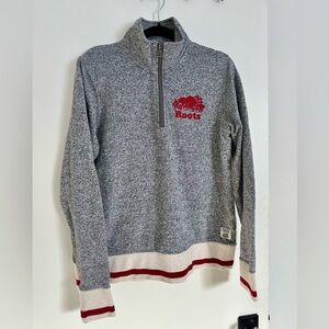 Roots Gray Half-Zip Sweater